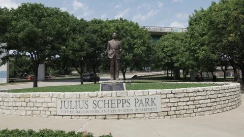 Dolly In of Julius Schepps Statue in Dallas, Texas Stock Footage 82284429