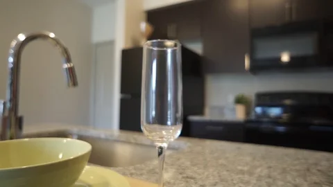 Dolly of kitchen counter Stock Footage