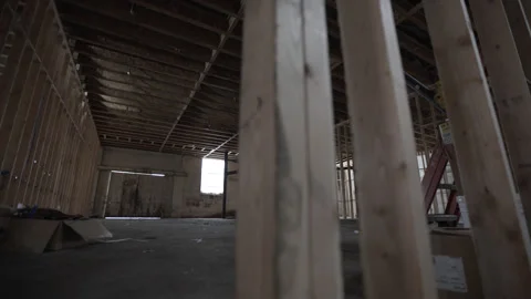 Dolly Left Right Revealing Open Room Ladder Tools Construction Site Stock Footage 336323038