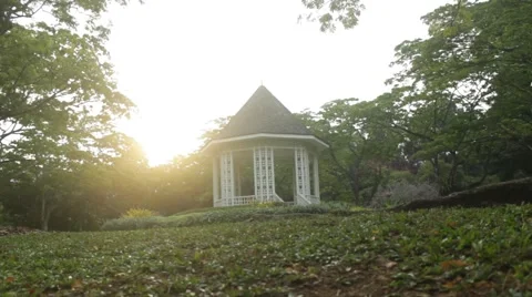 Dolly from Left to Right of Singapore Botanic garden Pavilion HD Stock Footage