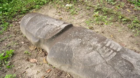 Dolly, megalith stone statue in Indonesia, culture history tourism, asia Stock Footage 237690889