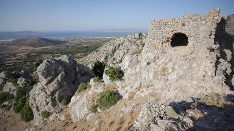 Dolly move Ancient ruins. Temple Of Asklepion Kos. Greece landmark Stock-Footage 83484844