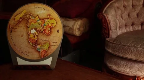 DOLLY MOVE INTO VINTAGE RETRO MAP: Move in to map, settle closer Video stock 47787731