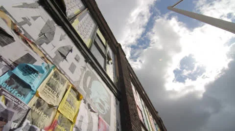 Dolly move of wall towards blue sky Stock Footage 23427186