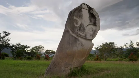 Dolly, mysterious megalithic stone, old history, Sulawesi Indonesia Stock Footage 237690754