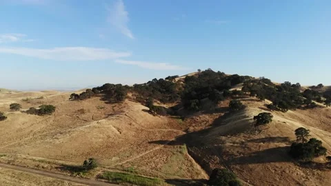 Dolly Out Drone California Hills Prarie Grass Land Dry Stock Footage 145432853