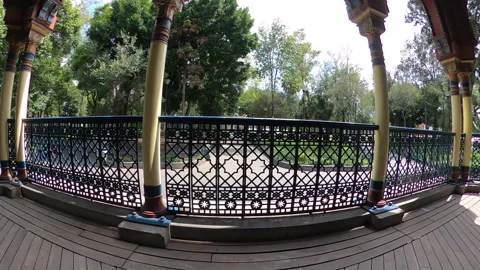 Dolly out park and interior of Moorish kiosk with till a cupola Stock Footage 162026202