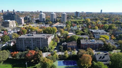 Dolly In over  city scape - drone Stock Footage 288999461