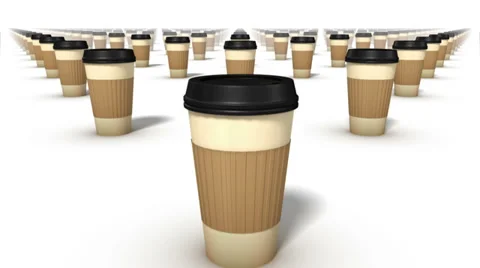 Dolly over many coffee cups to a single cup Stock Footage 29894378