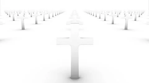 Dolly over many crosses to single cross (white) Stock Footage 26719091