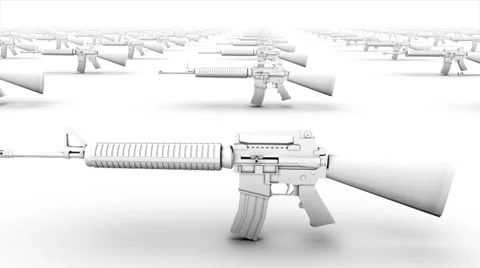 Dolly over many Rifles to a single Rifle Stock Footage 31908688