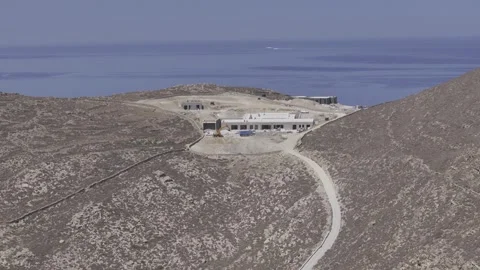 Dolly Pull-Back of Greek Villa Build Stock Footage 254135356