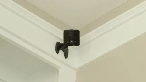 Dolly push in of a security camera Stock Footage 147404747