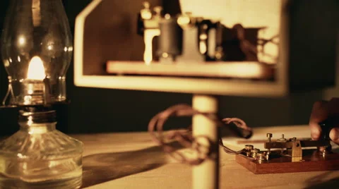 Dolly right telegrapher using a morse code key to send messages 4k 動画素材 66738897