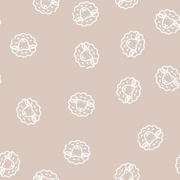 Dolly sheep clone line vector seamless pattern 스톡 일러스트
