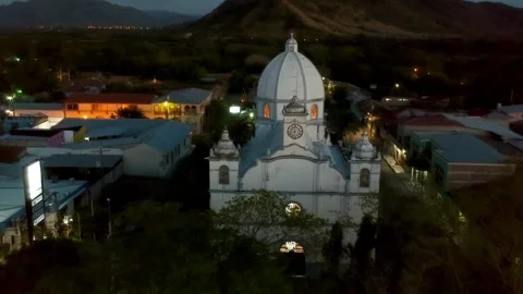 Dolly shot on an antique cathedral during the night Stock Footage