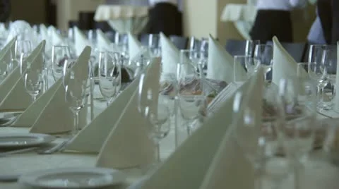 Dolly shot: banquet table Stock Footage 10900643