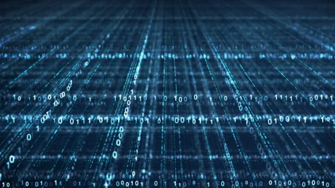 Dolly shot of blue binary code grid seamless loop animation 4k (4096x2304) Stock Footage 86067289