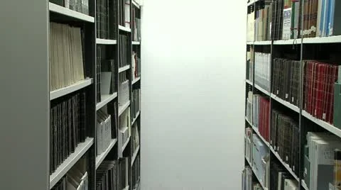 Dolly shot of bookcases Stock Footage 21098986