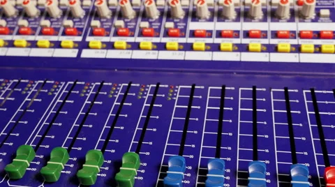 Dolly shot of central console of recording studio Stock Footage 59864950