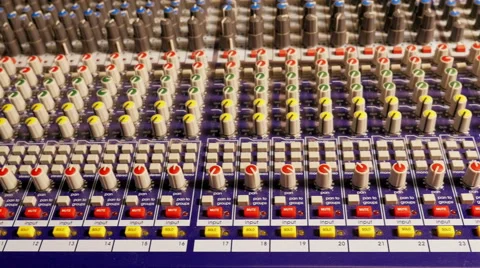 Dolly shot of central console of recording studio Stock Footage 59864972