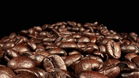 Dolly shot Close up of brown coffee beans. Stock Footage 166040659