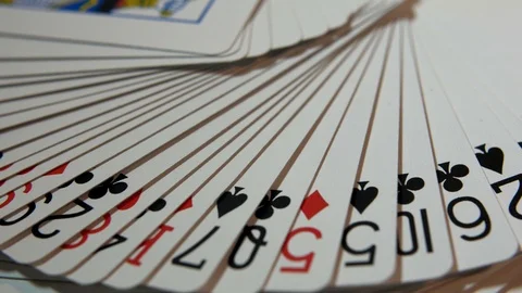 Dolly shot of Fanned deck of cards Stock Footage