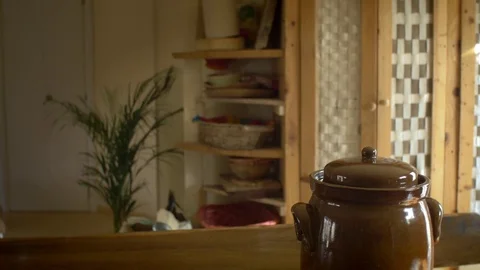 Dolly shot of fermentation crock Stock Footage 74618710