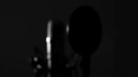 Dolly Shot With Focus Change Of Condenser Microphone With Spider Mount And Pop Stock Footage 93243564