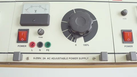 Dolly shot of function generator in electric lab of unviersity Stock Footage 121048464