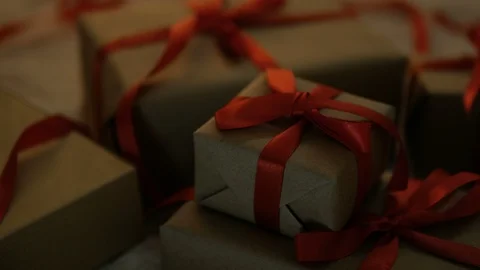 Dolly shot of gift boxes Stock Footage 95434660