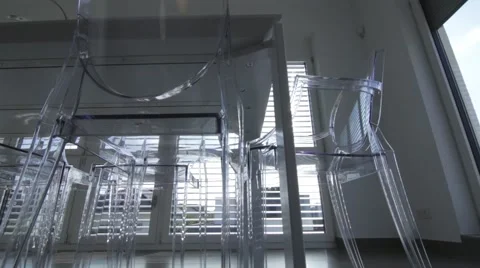 Dolly shot of glass table Stock Footage 53080625