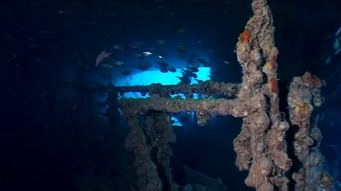 Dolly Shot Inside the SS Thistlegorm Video stock 284993336