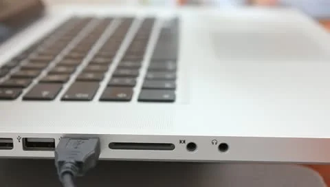 Dolly shot of laptop Stock Footage