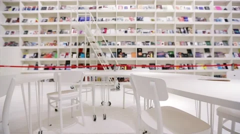 Dolly shot of library interior. Reading room Stock Footage 47205001
