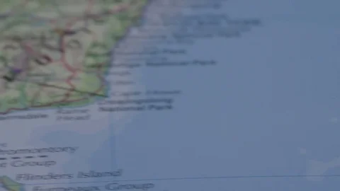 Dolly shot of macro map of australia pin tourism melbourne Stock Footage 82954376