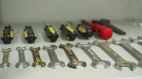 Dolly shot on mechanical tools Stock Footage 45569173