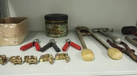 Dolly shot on mechanical tools Stock Footage 45569291