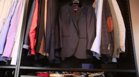 Dolly shot of men wardrobe Stock Footage 46708627