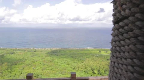 Dolly shot ocean facing - guanshan mountain platform Stock Footage 41024221
