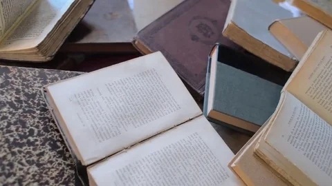 Dolly shot on old books Stock Footage 73552264