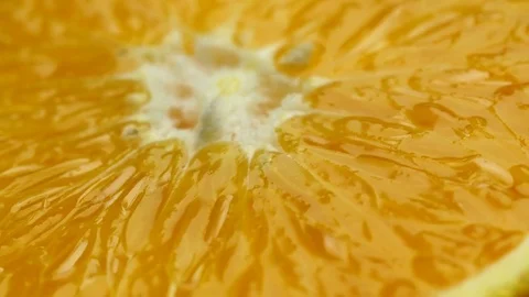 Dolly shot of orange halves, macro video Video stock 81150406