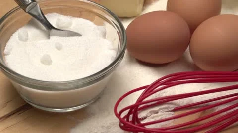 Dolly shot over ingredients for baking Vídeo Stock 10910122