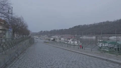 Dolly shot of River in Prague Stock Footage 147941345