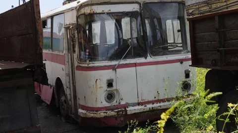 Dolly shot of the rusted Stock Footage 120824519