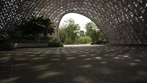 Dolly shot of Singapore's the Future of Us Pavilion Stock Footage 246328436