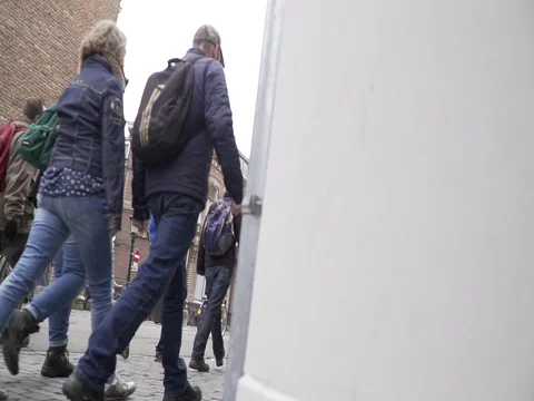 Dolly-shot-slow-motion-crowd-raging-streets-utrecht-netherlands01 Stock Footage 75757151