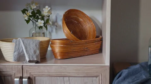 Dolly shot through artisan baker`s workplace Stock Footage 63264553