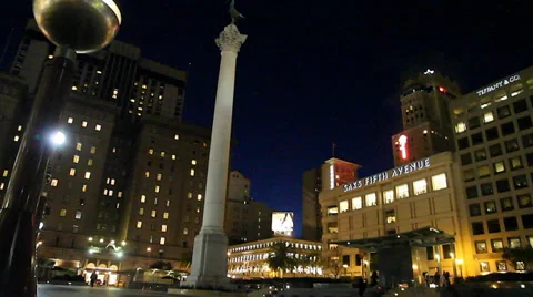 Dolly shot of union square at night Stock Footage 37363871