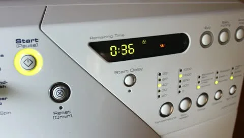 Dolly shot of washing machine with digital screen Video stock 11301716